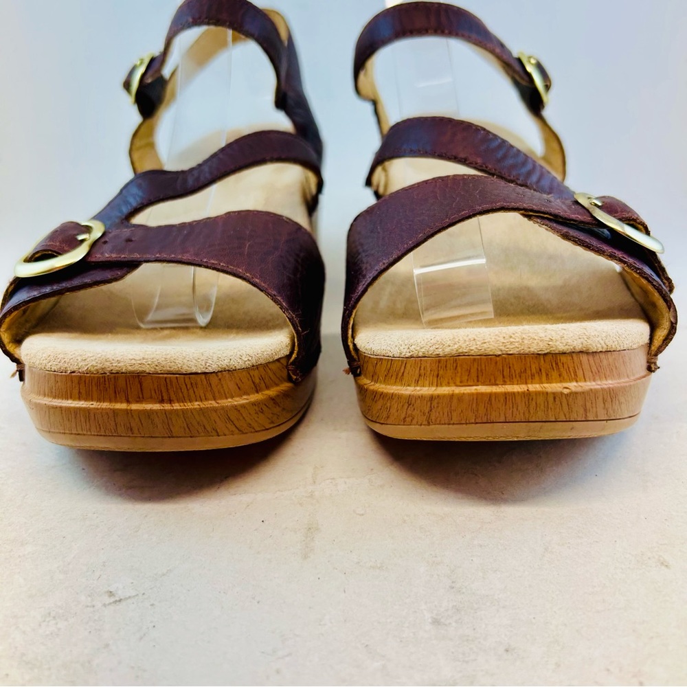 Dansko Brown Leather Ankle Buckle Sandi Clog Sandals, size 41 10.5 11 - Picture 3 of 11